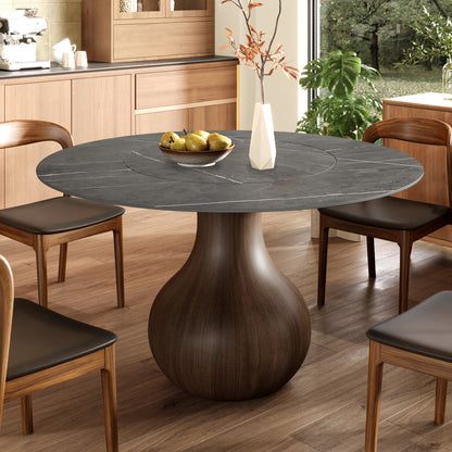Hourglass-shaped Base Dining Table With Built-in Lazy Susan - image 2