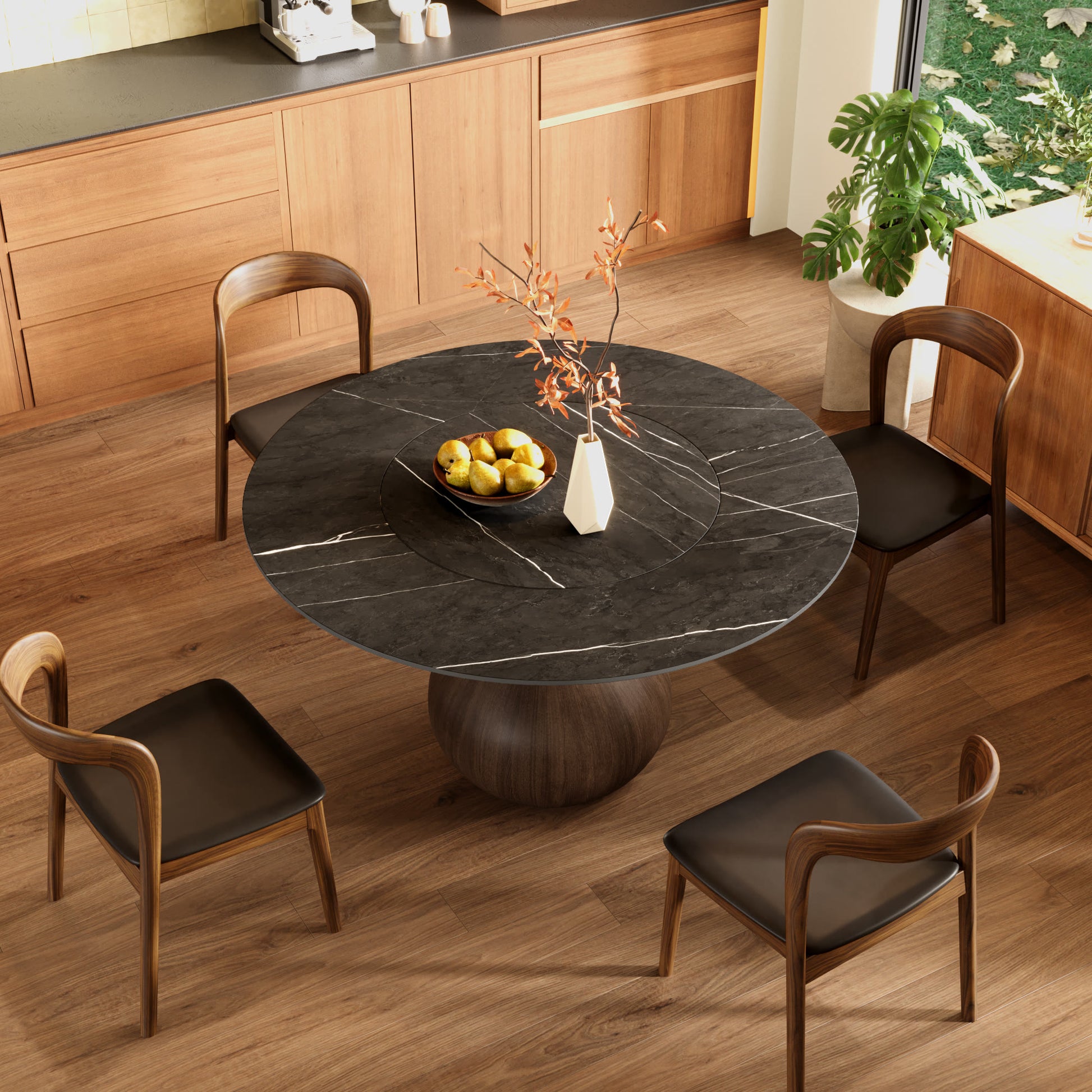 Hourglass-shaped Base Dining Table With Built-in Lazy Susan - image 6