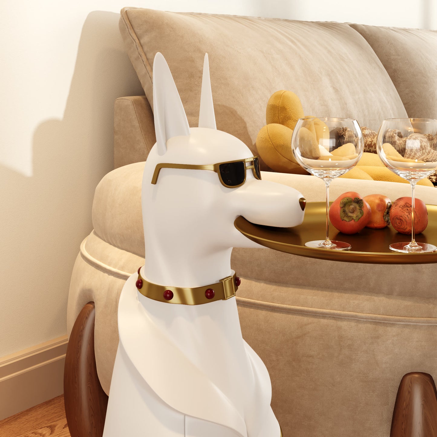 Dachshund-shaped Side Table With Gold Sunglasses - image 3