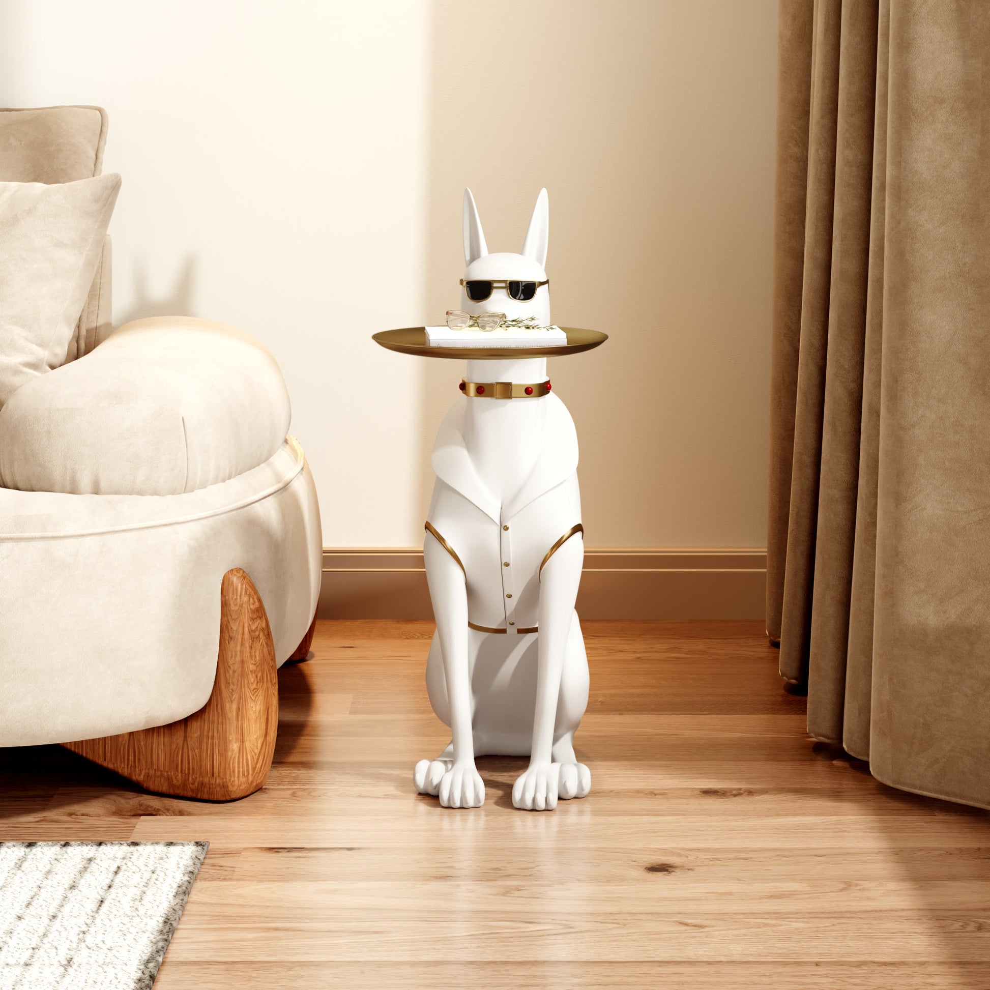 Dachshund-shaped Side Table With Gold Sunglasses - image 1