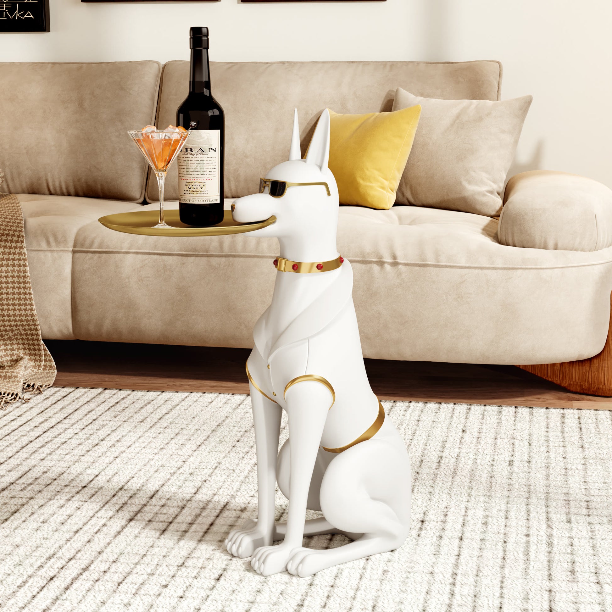 Dachshund-shaped Side Table With Gold Sunglasses - image 4