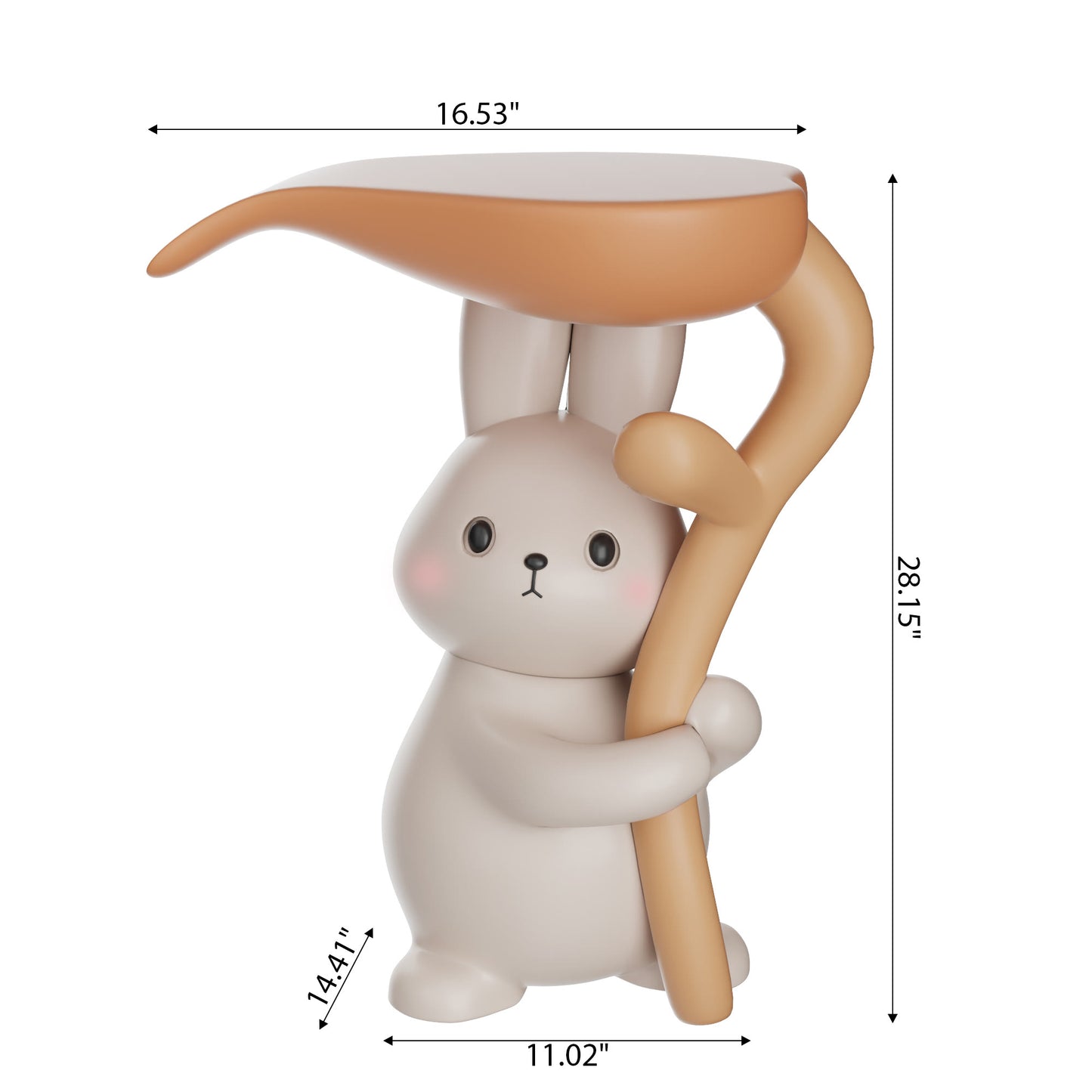 Creamy White Resin Carved Rabbit Side Table - image 2