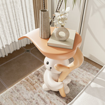 Creamy White Resin Carved Rabbit Side Table - image 1