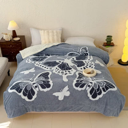 Ownkoti Nature-Inspired Butterfly Embossed Plush Blanket - Blue - Queen - image 5