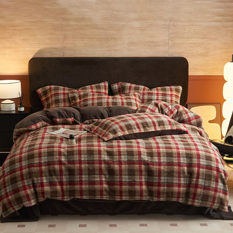 Ownkoti Classic Plaid Cozy Thick Bedding Set (4PCS)  - Red - Bedding Set(4PCS) - King - image 26