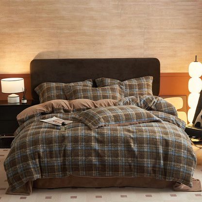 Ownkoti Classic Plaid Cozy Thick Bedding Set (4PCS)  - Coffee - Bedding Set(4PCS) - King - image 39