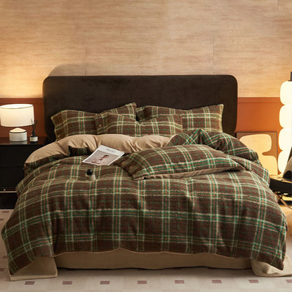 Classic Plaid Cozy Thick Bedding Set (4PCS)  - B - Bedding Set(4PCS) - King - image 12