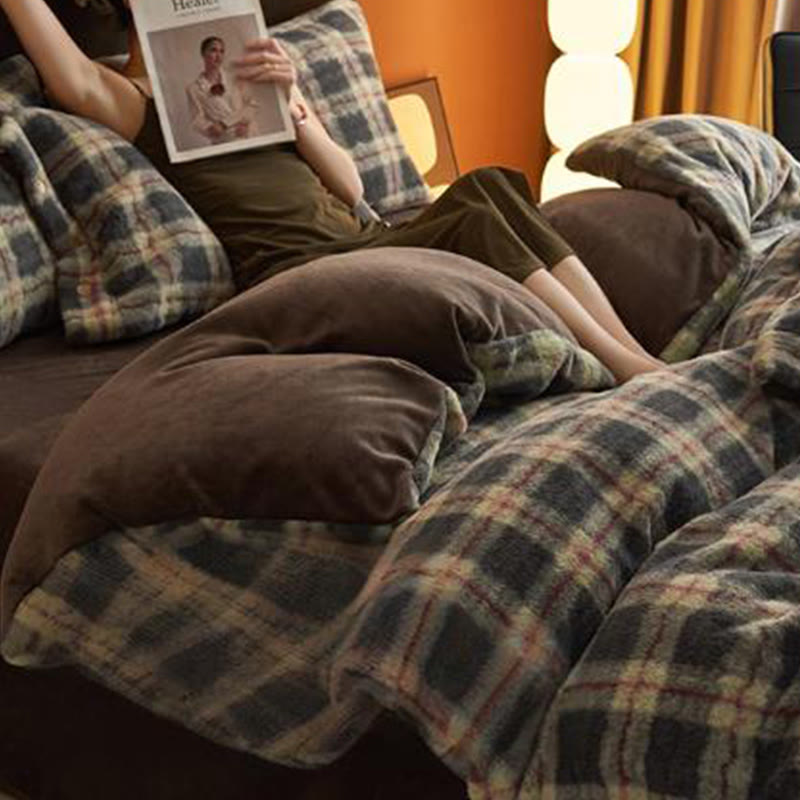Ownkoti Classic Plaid Cozy Thick Bedding Set (4PCS)  - image 6