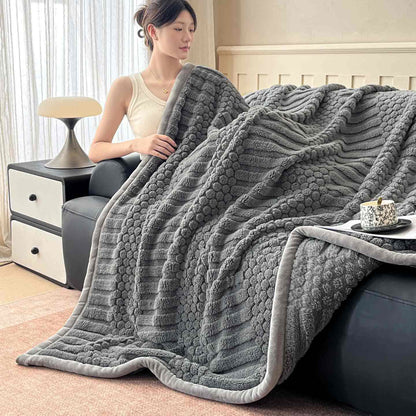 Ownkoti Geometric textured Plush Throw Blanket - Dark Gray - Queen - image 6