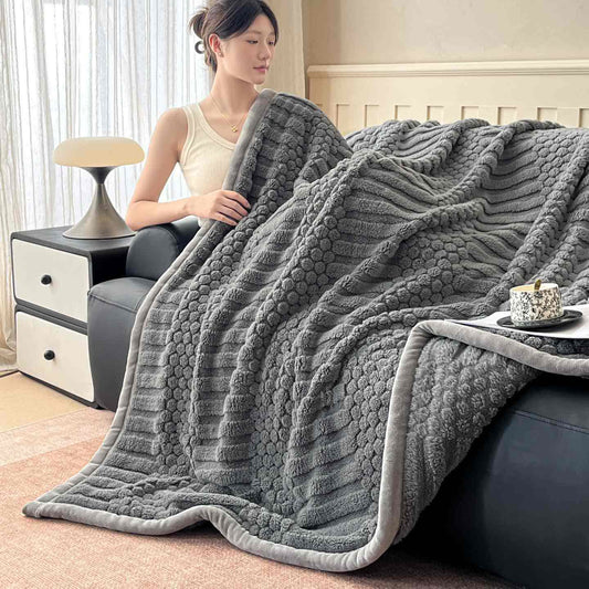 Ownkoti Geometric textured Plush Throw Blanket - Dark Gray - 39" x 59" - image 0