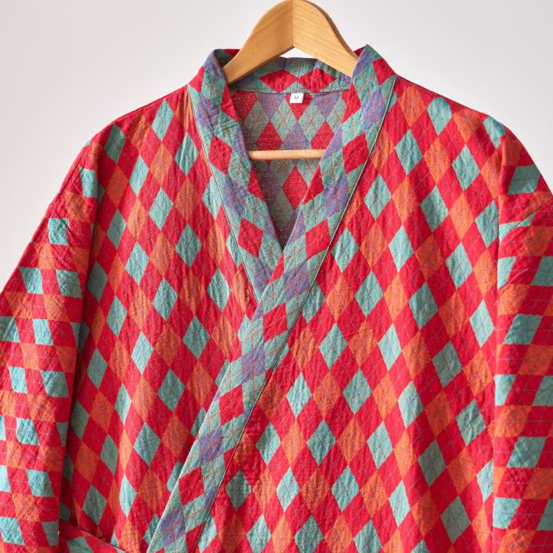 Ownkoti Classic Diamond Cotton Gauze Kimono Robe - image 4