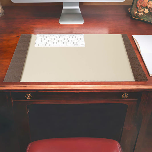 Wooden Trim Leather Desk Pad - image 0