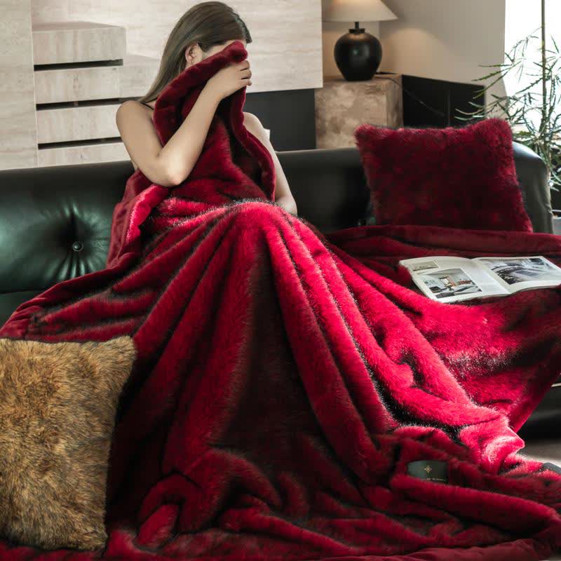Ownkoti Luxury Faux Fur Throw Blanket - Red - Queen - image 5