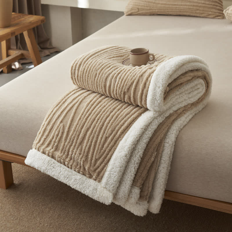 Ownkoti Tree Pattern Jacquard Sherpa Blanket - Apricot - Queen - image 12