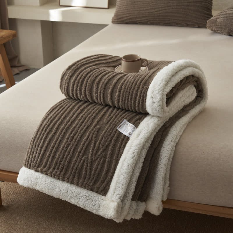 Ownkoti Tree Pattern Jacquard Sherpa Blanket - Brown - Queen - image 10