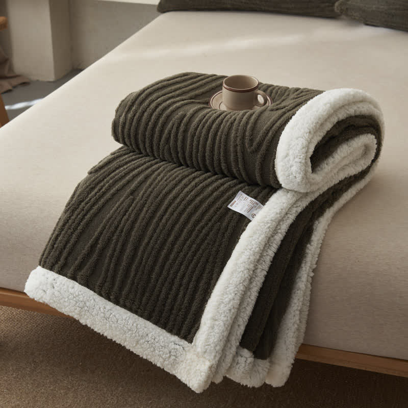 Ownkoti Tree Pattern Jacquard Sherpa Blanket - Black - Queen - image 8