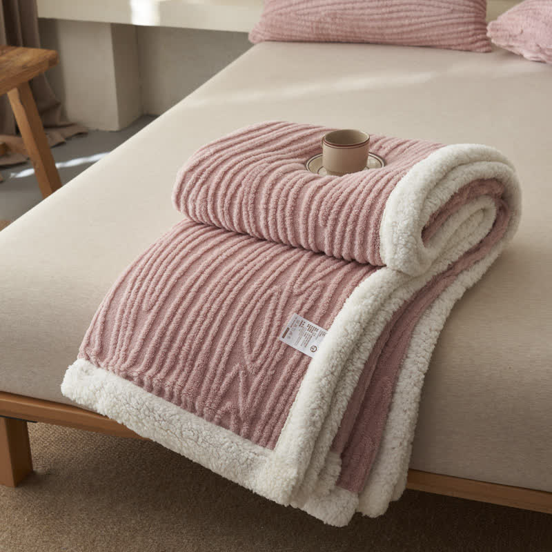 Ownkoti Tree Pattern Jacquard Sherpa Blanket - Pink - Queen - image 0