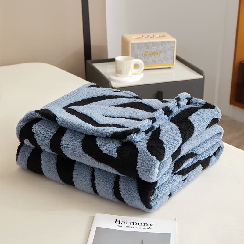 Ownkoti Modern Zebra Print Throw Blanket - Blue Grey - Queen - image 16