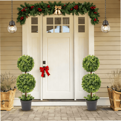 Ownkoti Artificial Boxwood Topiary Ball in Pot - 2PCS - 35"H - image 1