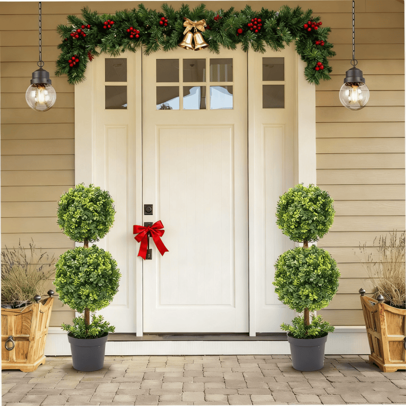 Ownkoti Artificial Boxwood Topiary Ball in Pot - 2PCS - 35"H - image 1