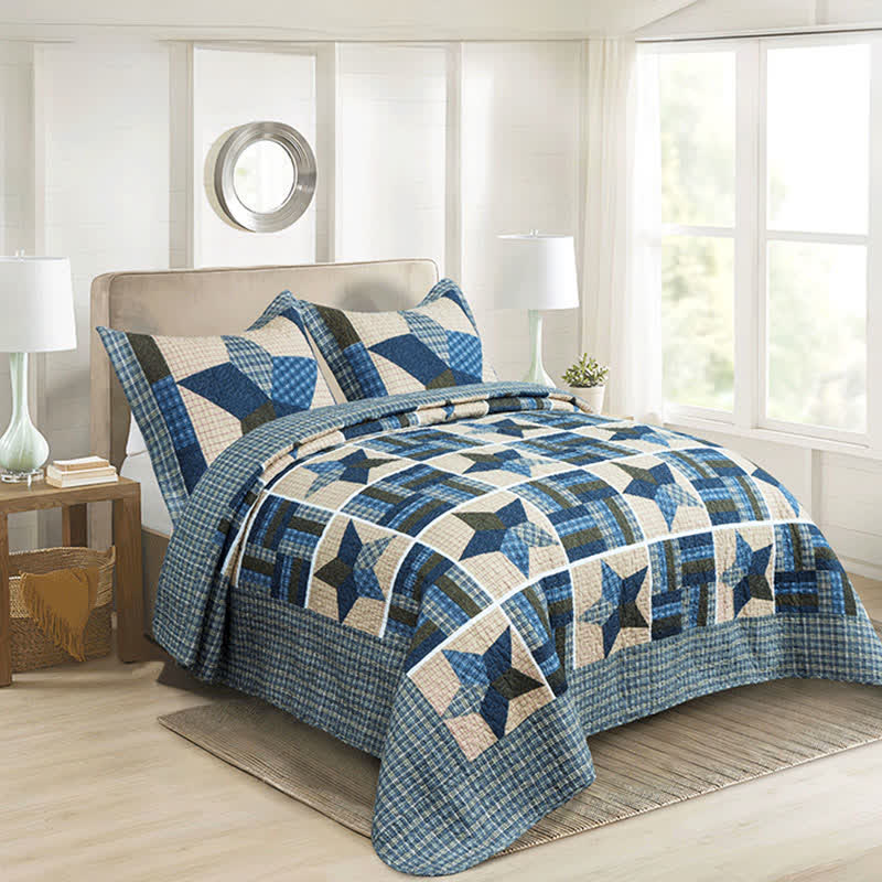 Ownkoti Vintage Star Patchwork Cotton Coverlet - image 1