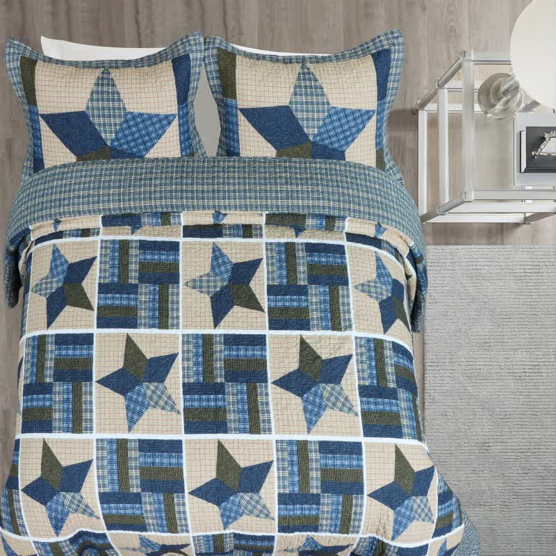 Ownkoti Vintage Star Patchwork Cotton Coverlet - image 2