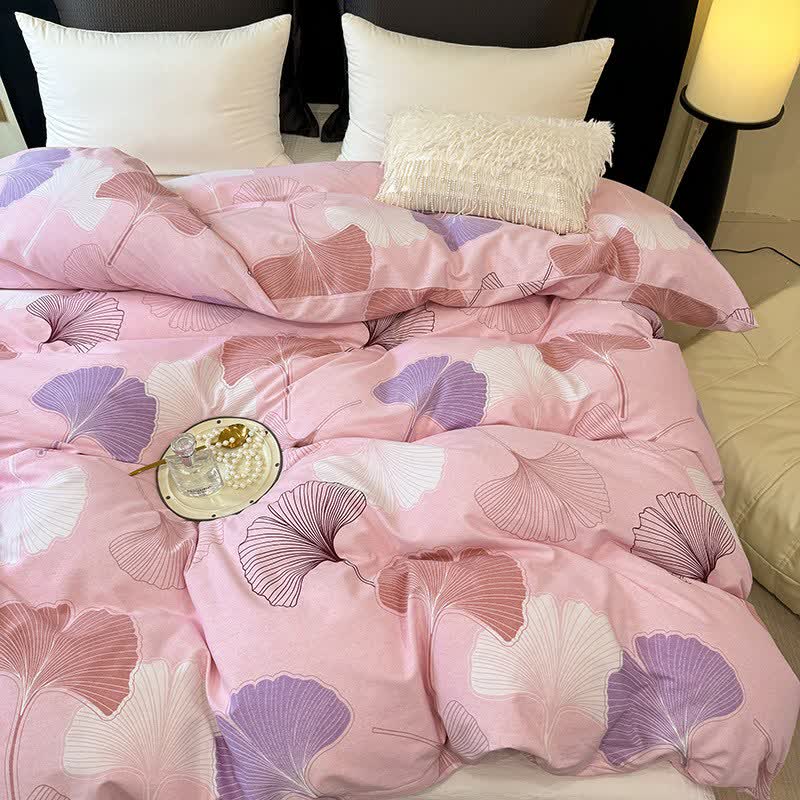 Ownkoti Ginkgo Leaf Pink Brushed Cotton Bedding - image 1