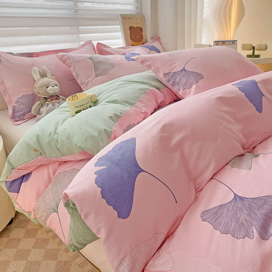 Ownkoti Ginkgo Leaf Print Pink Duvet Cover - King - image 0