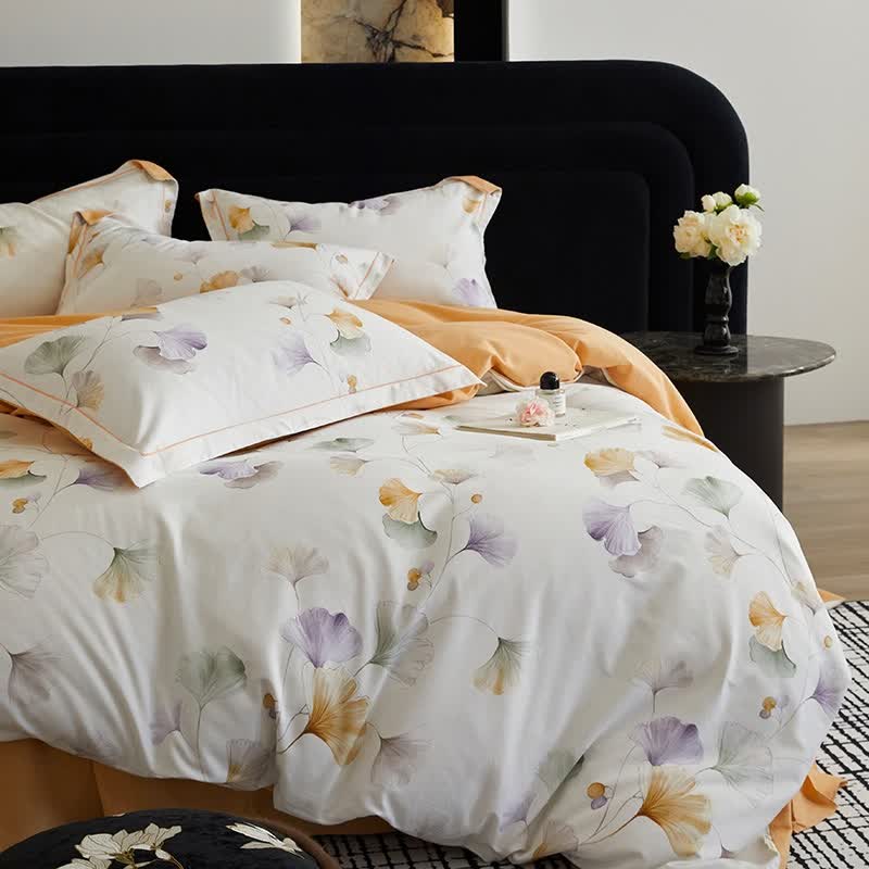 Ownkoti Elegant Ginkgo Brushed Cotton Bedding Set(4PCS) - image 1
