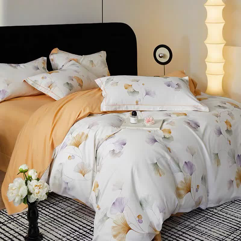 Ownkoti Elegant Ginkgo Brushed Cotton Bedding Set(4PCS) - image 2