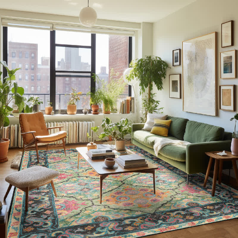 Ownkoti Vibrant Vintage Bohemian Green Area Rug - 60" x 96" - image 0