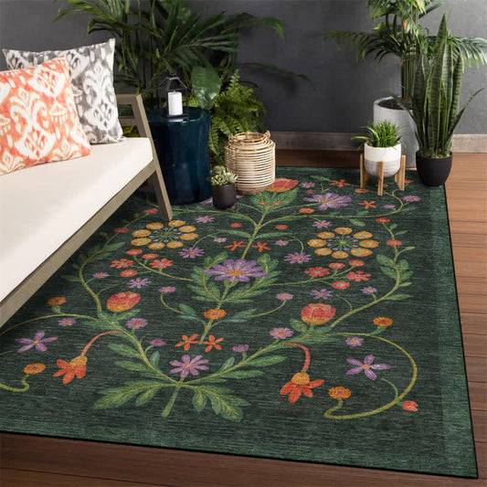 Ownkoti Retro Vibrant Floral Indoor Outdoor Area Rug - 60" x 96" - image 0