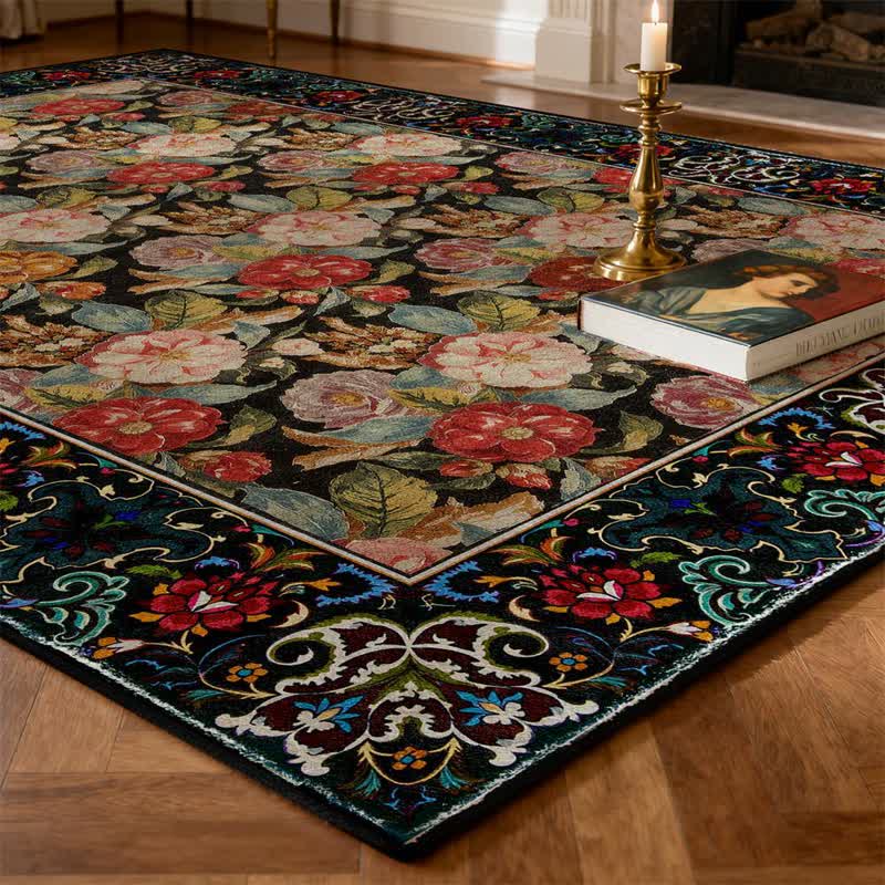 Ownkoti Dark Floral Indoor Outdoor Area Rug - image 3