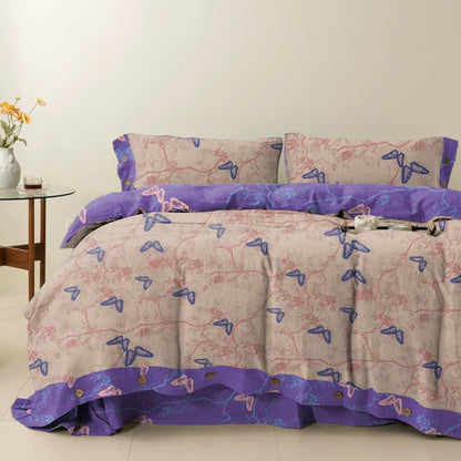 Ownkoti Butterfly Cotton Reversible Bedding Set(4PCS) - Pink - Cal King - image 4