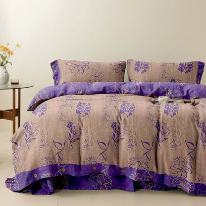 Ownkoti Artistic Peony Cotton Reversible Bedding Set(4PCS) - Pink - Cal King - image 4