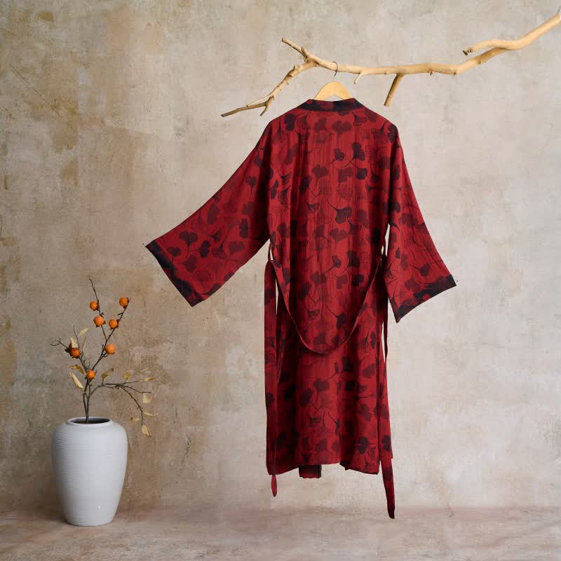 Ownkoti Ginkgo Biloba Cotton Gauze Kimono Robe - image 18