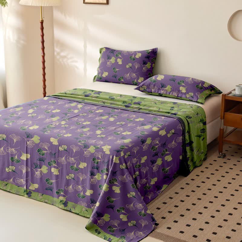 Ownkoti Ginkgo Leaf Cotton Gauze Sheet Bedspread - image 1