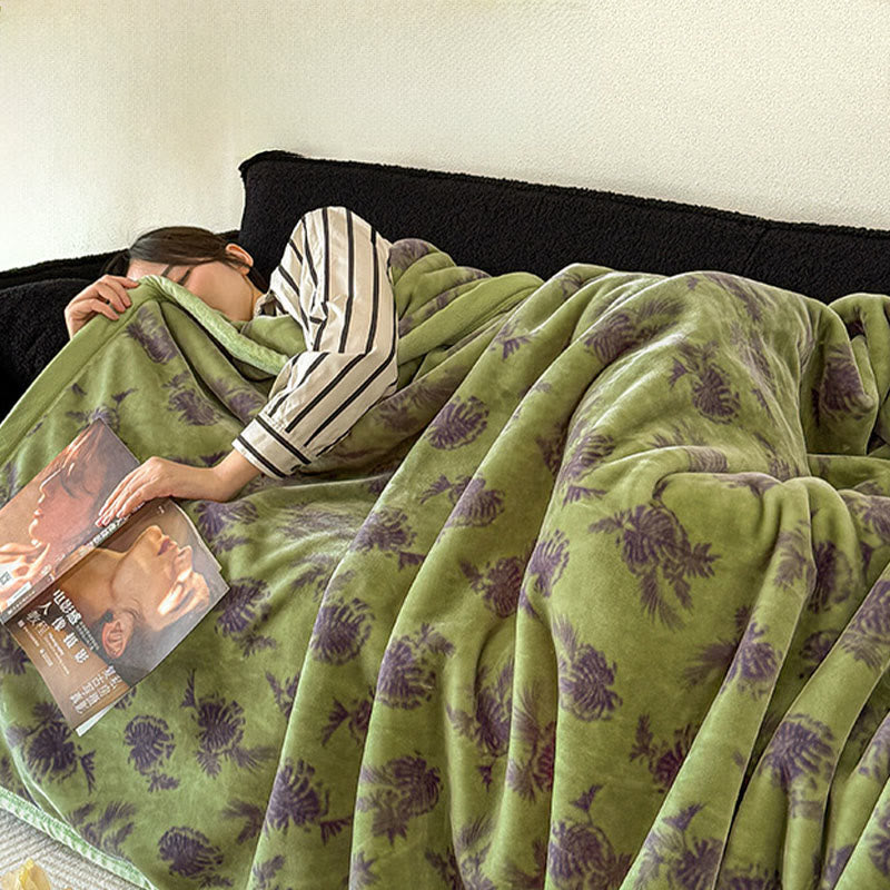 Tropical Leaf Flannel Throw Blanket - image 1