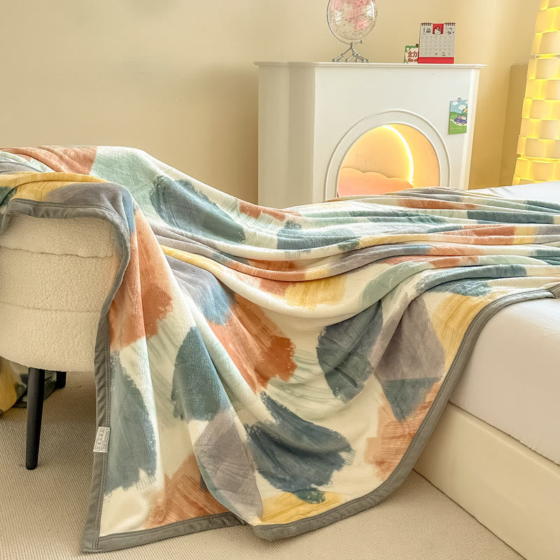 Modern Watercolor Geometric Plush Blanket - Multicolor - 90"L x 98"L - image 1