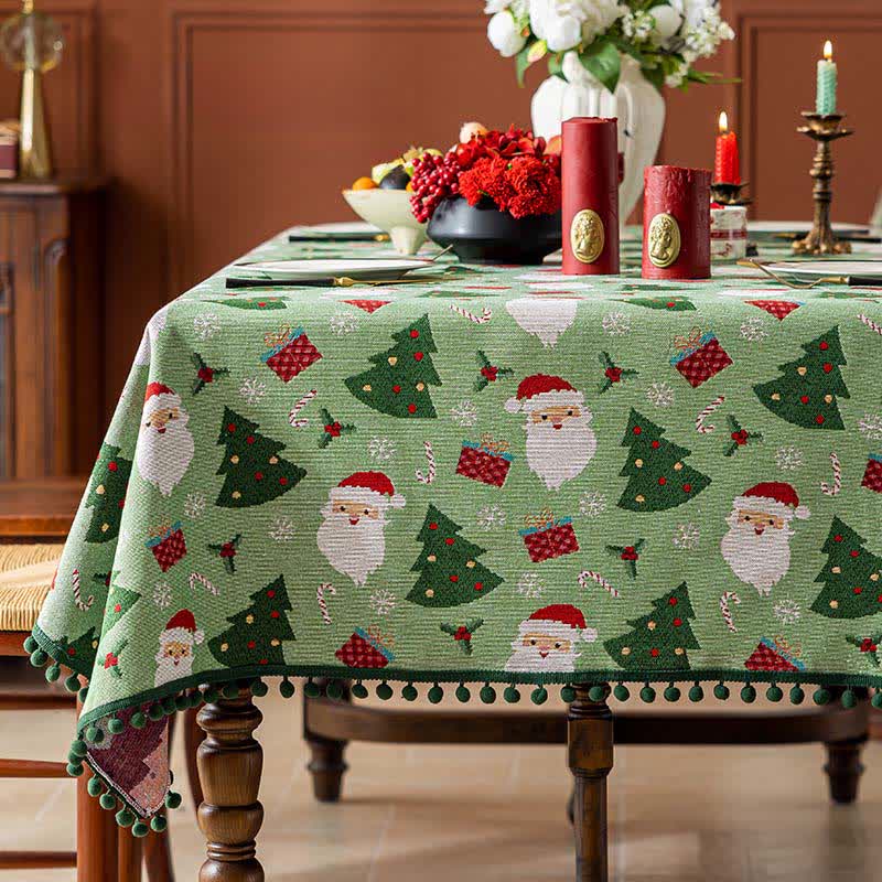 Ownkoti Santa Tree Gift Print Christmas Tablecloth - 55" x 102" - image 0