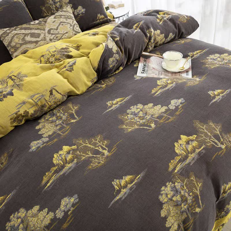 Ownkoti Landscape Print Cotton Gauze Jacquard Bedding Set(4pcs) - image 3