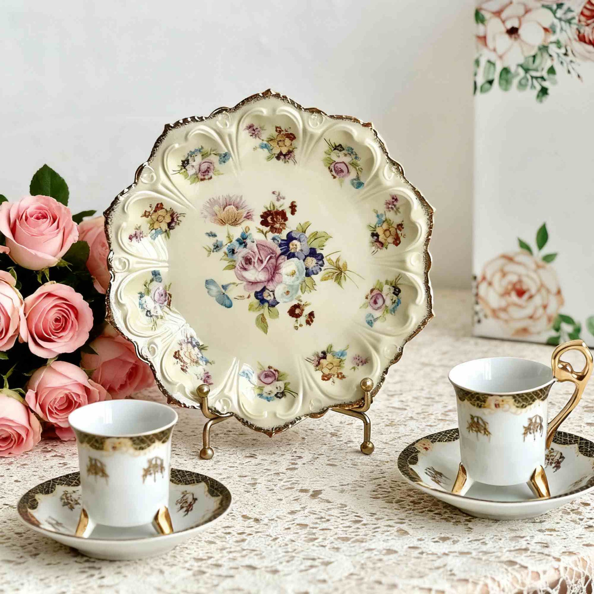 Ownkoti Romantic Floral Porcelain Plate - image 1