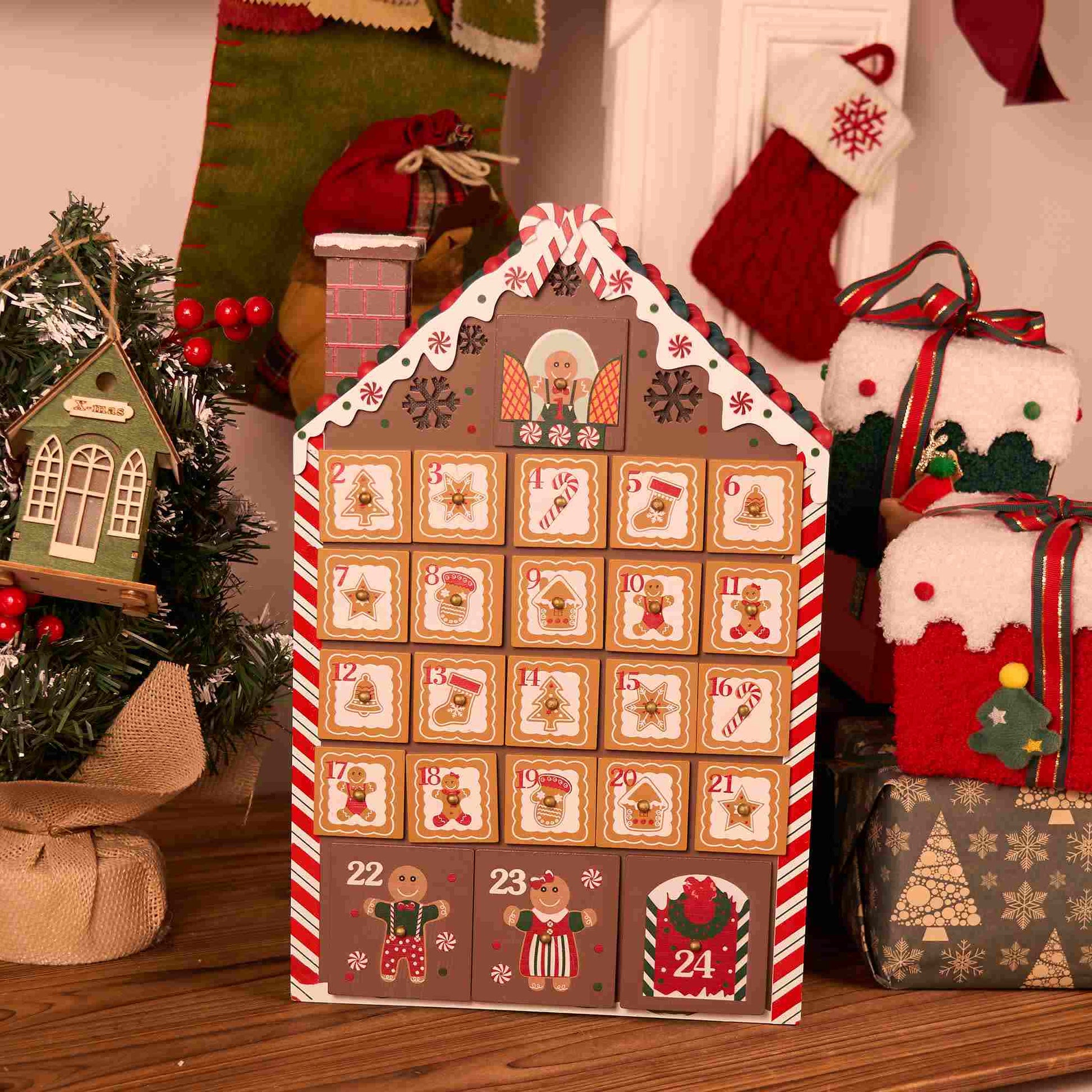Ownkoti Gingerbread Man Christmas Countdown Calendar Gift Box - image 0