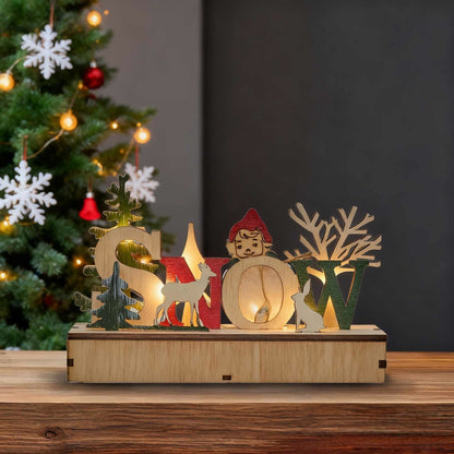 Ownkoti Lighted Wooden Christmas Tabletop Decoration - Red - image 1