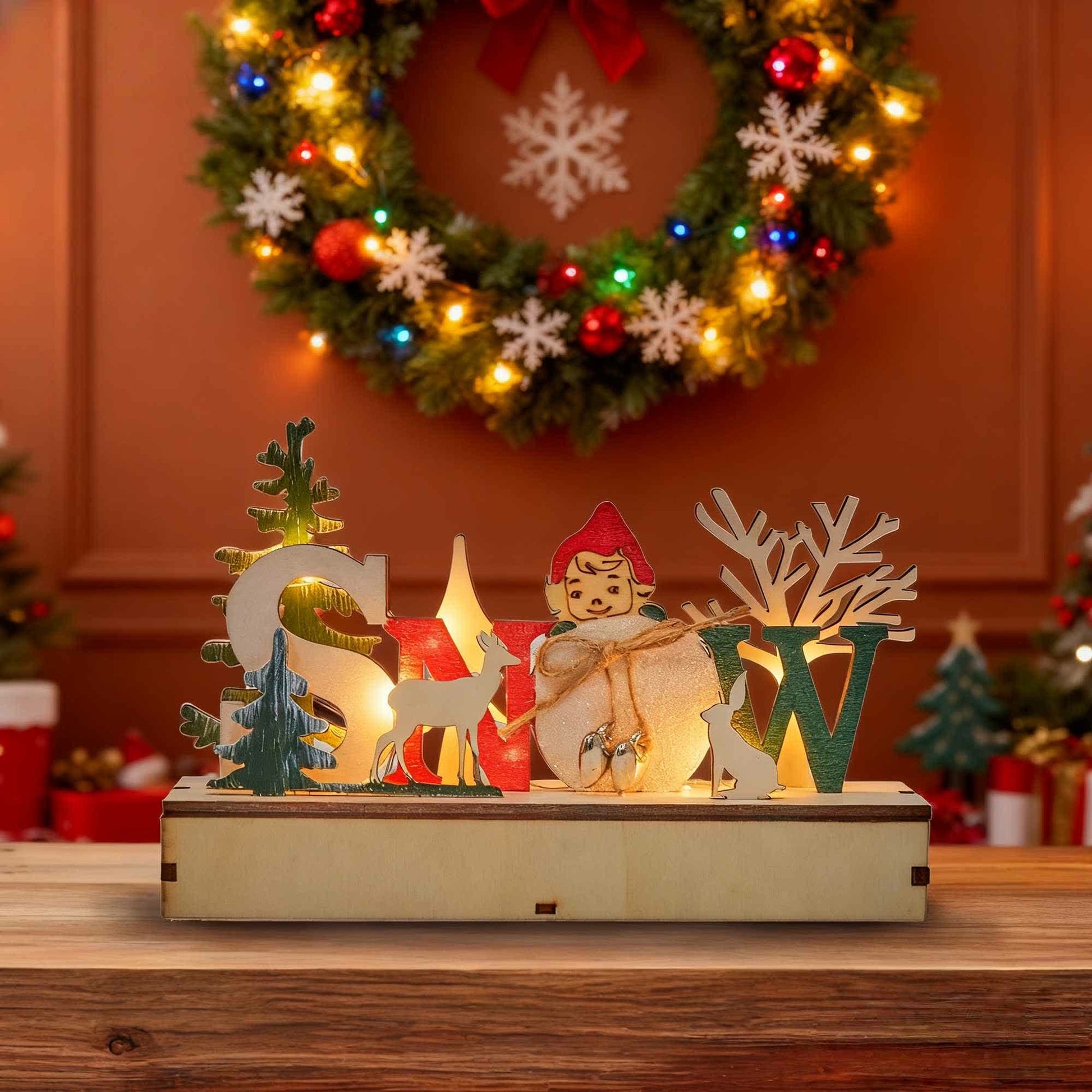 Ownkoti Lighted Wooden Christmas Tabletop Decoration - image 0