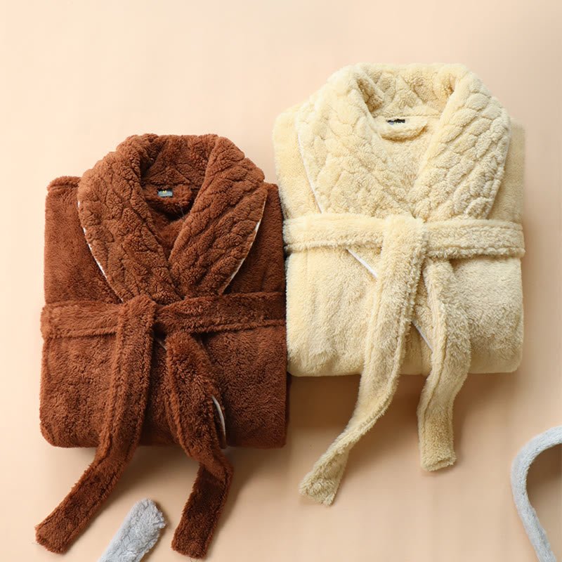 Luxury Double-Layer Fleece Long Robe - image 7