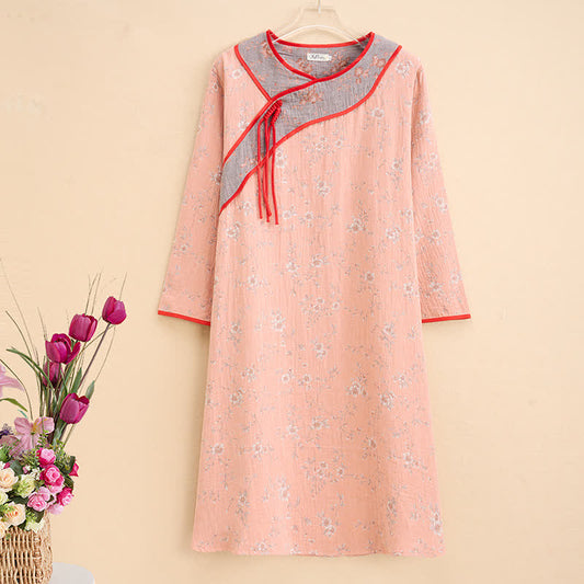 Ownkoti Plus Size Orange Floral Cotton Gauze Nightdress - 5XL - image 0