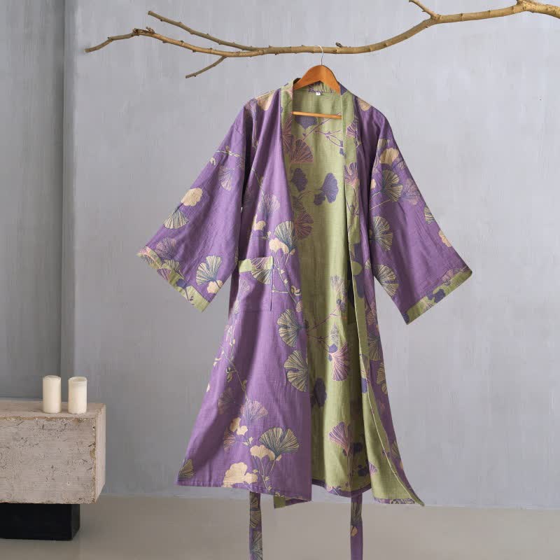 Ownkoti Cotton Gauze Ginkgo Kimono Robe - image 2
