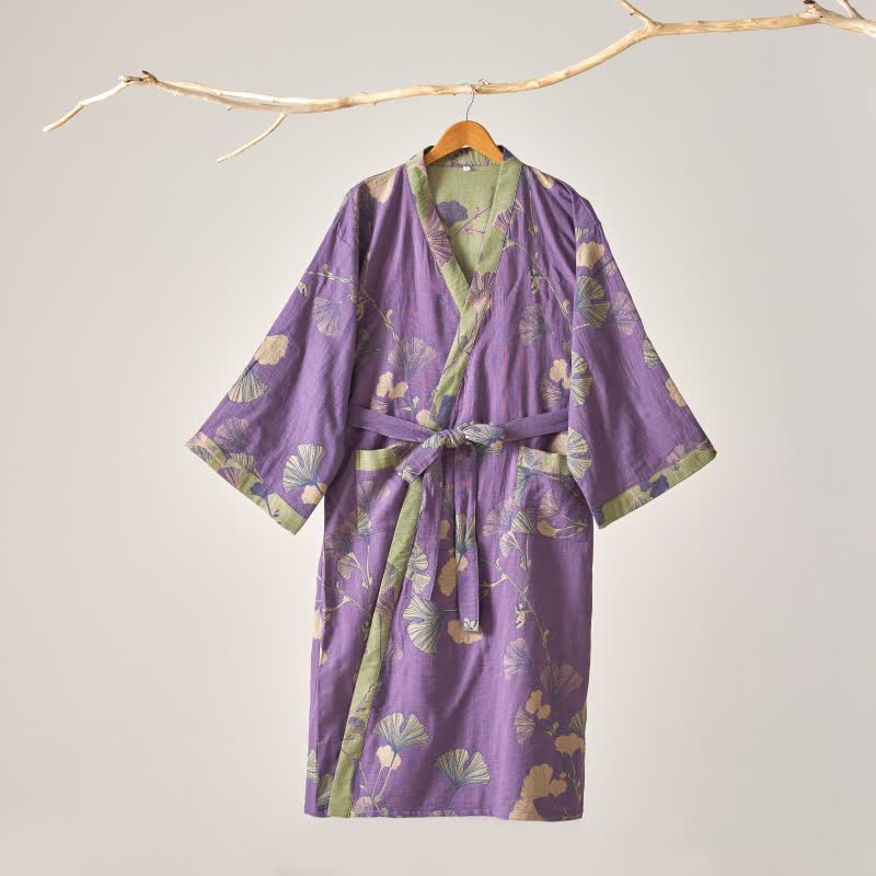 Ownkoti Cotton Gauze Ginkgo Kimono Robe - image 3