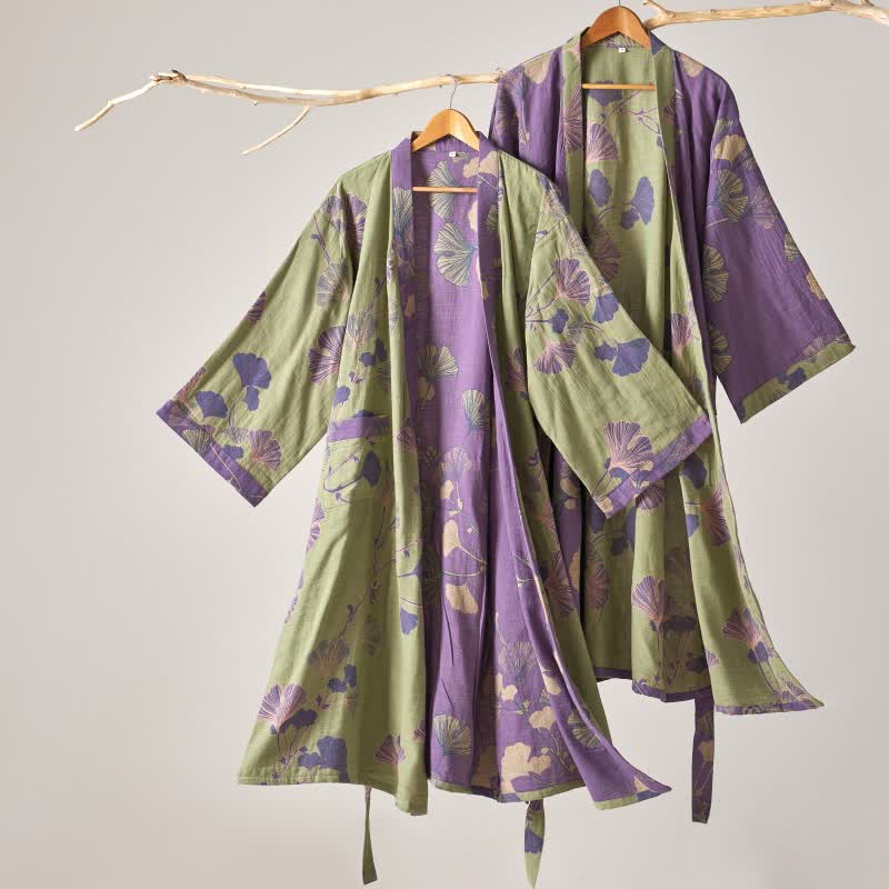 Ownkoti Cotton Gauze Ginkgo Kimono Robe - image 1